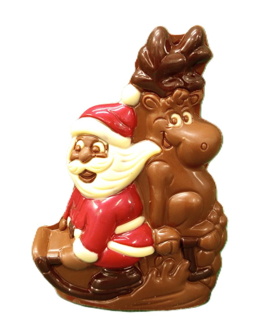 Père-Noël et son renne sur une luge