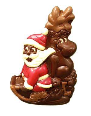 Père-Noël et son renne sur une luge