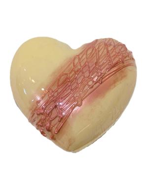 Coeur bonbonnière blanc garni de 6 chocolats