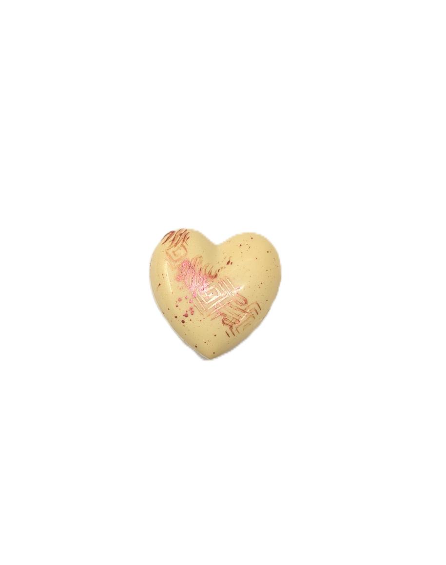Coeur bonbonnière blanc garni de 4 chocolats